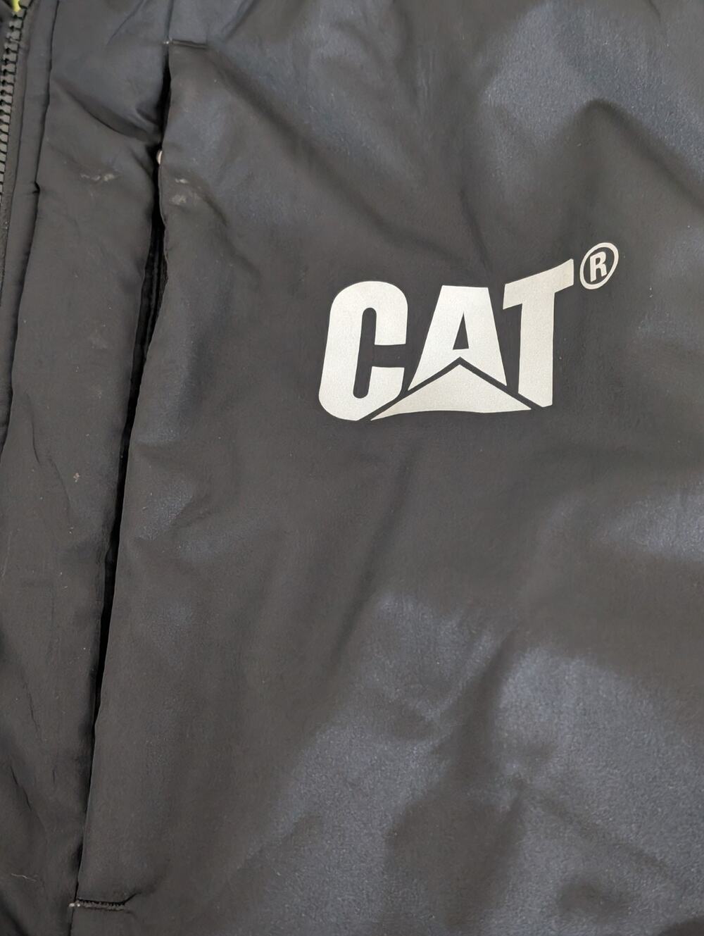 Caterpillar Mens Large Reversible Vest Black & Neon Full Zip CAT Outdoor